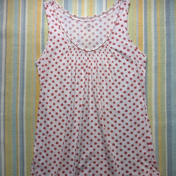 ⭐ Ann Taylor LOFT polka dot knit tank top XS - Picture 1 of 9